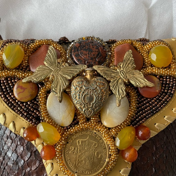 Python Sabbatha Rahzuardi 'MENTAWAI COLONIAL GOLD' genuine couture bag OOAK - Picture 8 of 13